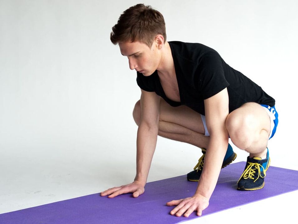 Frog exercise to work the muscles of the male pelvis